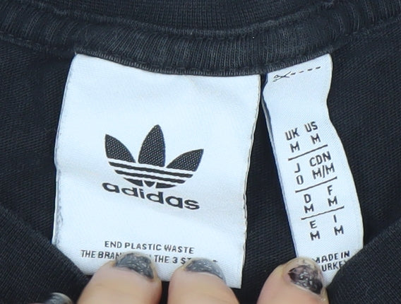 Adidas Men’s Black Graphic Sports T-Shirt Size M Cotton Crew Neck