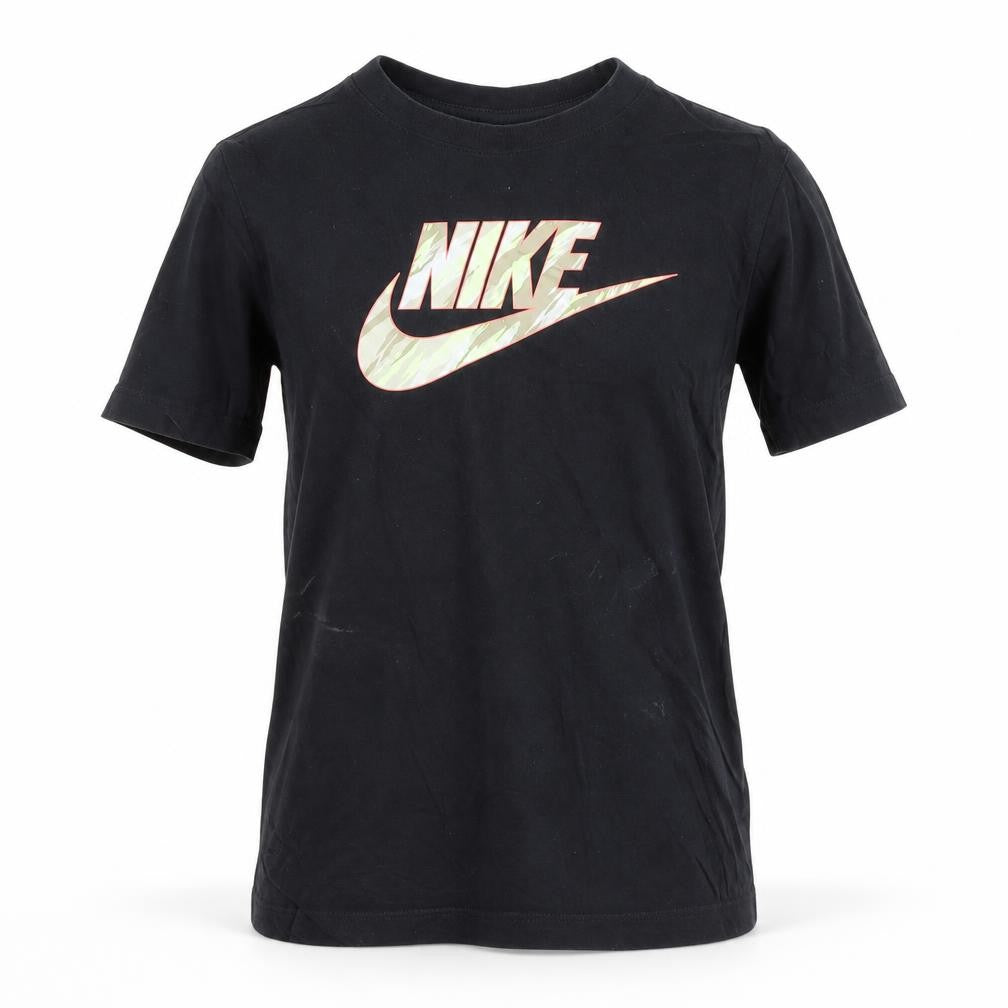 Nike Boys Black Logo Cotton T-Shirt Size S Short Sleeve Sports Tee