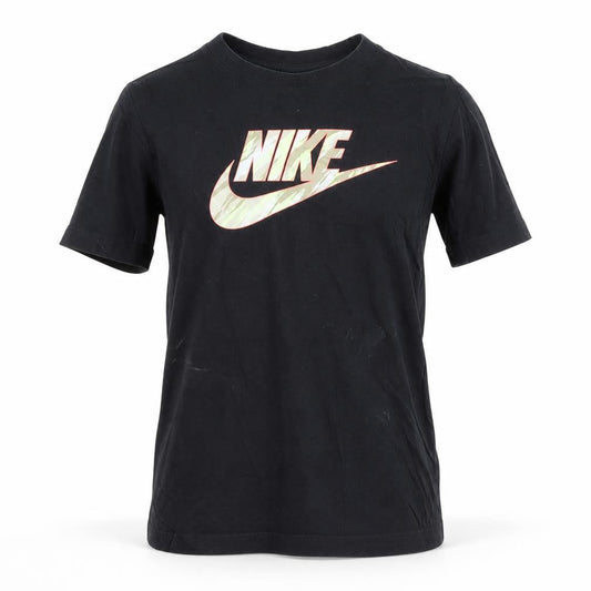 Nike Boys Black Logo Cotton T-Shirt Size S Short Sleeve Sports Tee