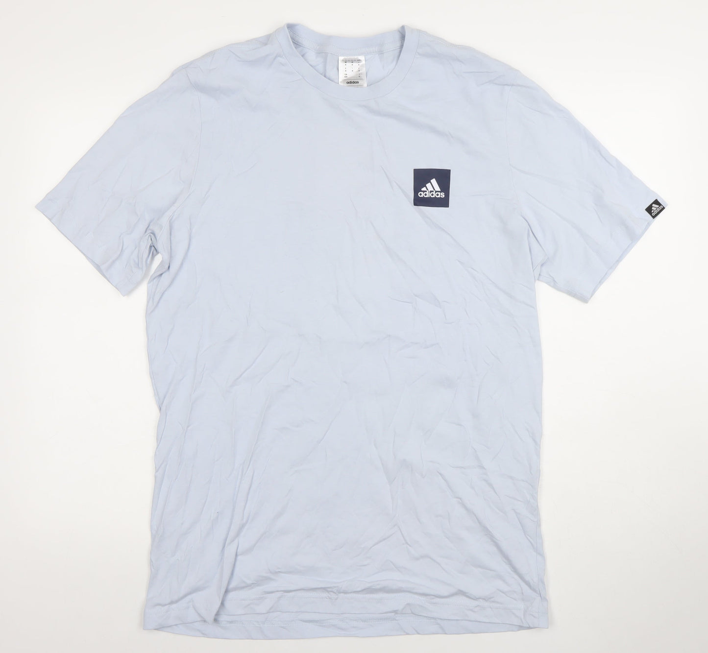 Adidas Men's Light Blue Crew Neck Cotton T-Shirt XL