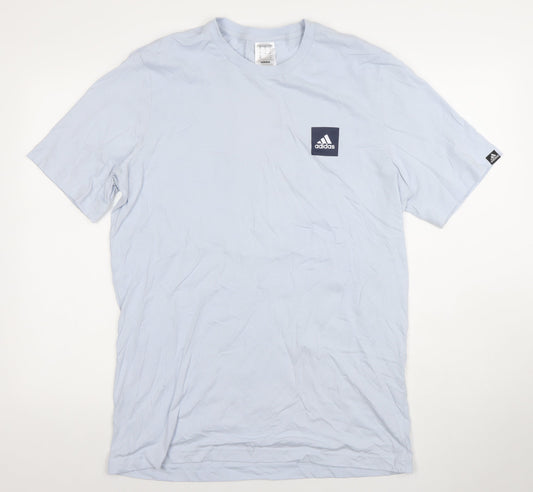 Adidas Men's Light Blue Crew Neck Cotton T-Shirt XL