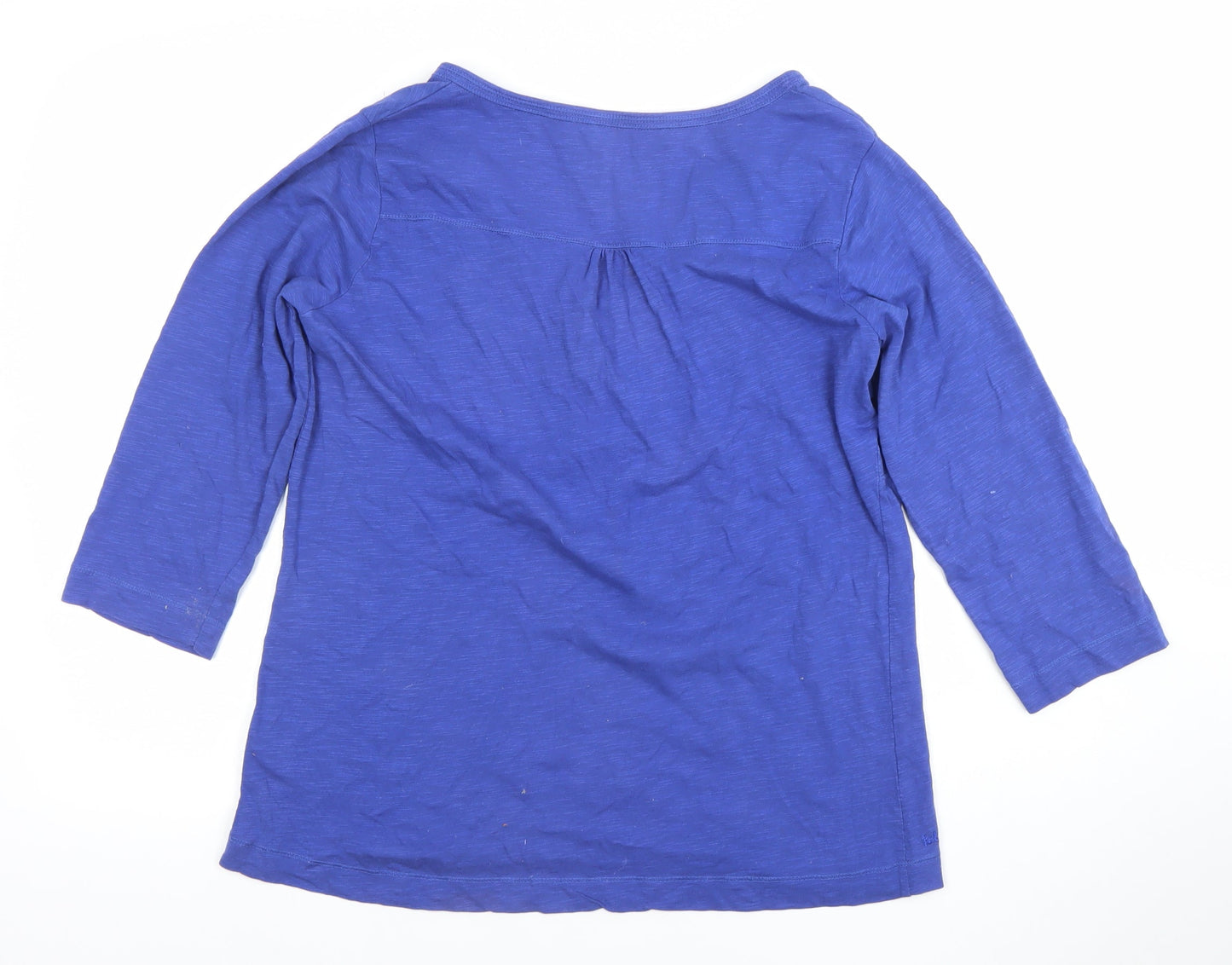 Fat Face Women’s Blue 3/4 Sleeve V-Neck Jersey Cotton Top Size 16