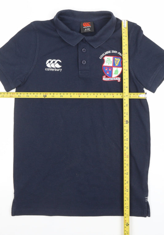 Canterbury Boys Navy Polo Shirt 12 Years Rugby Club Embroidered Top