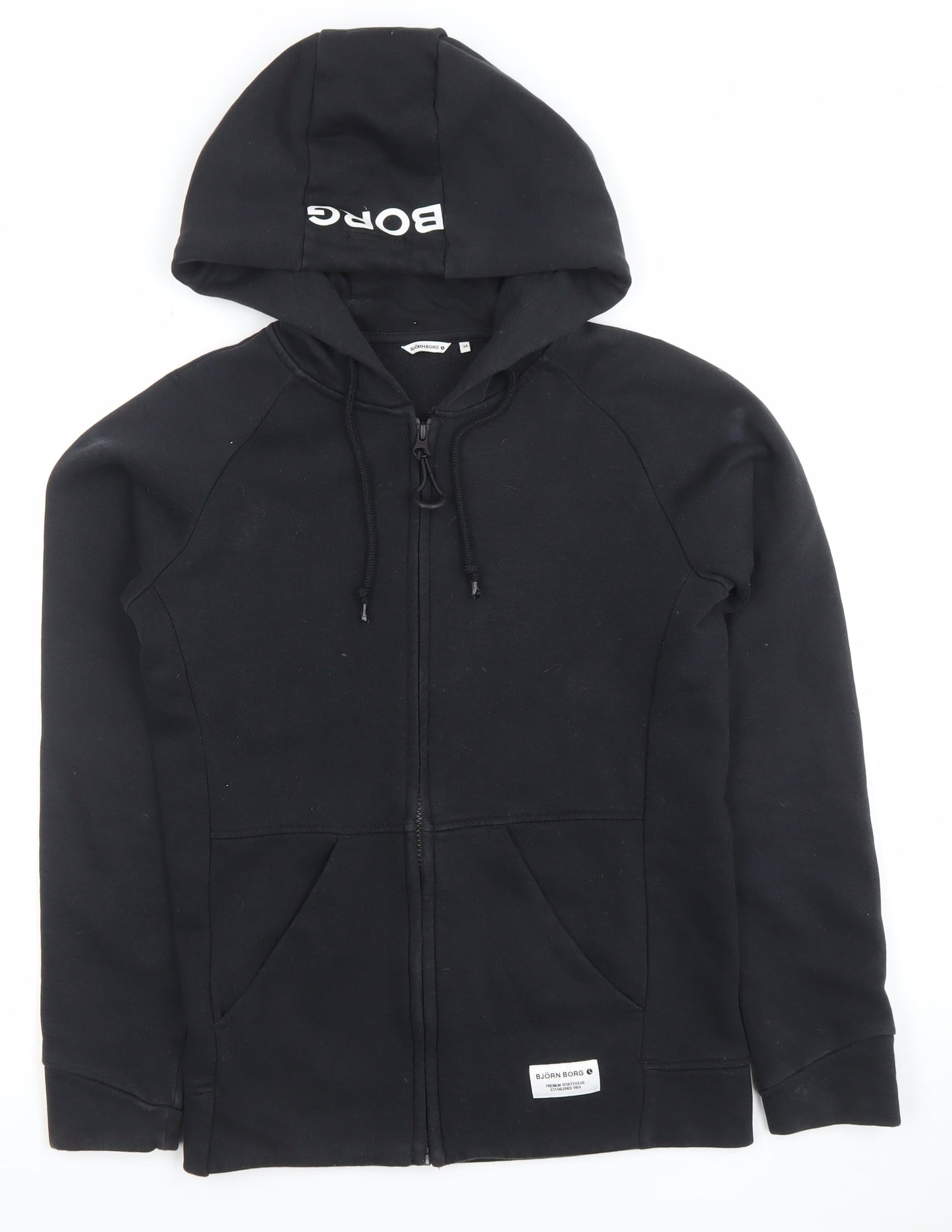 Björn Borg Women's Black Full Zip Hoodie Size 6 Cotton Blend
