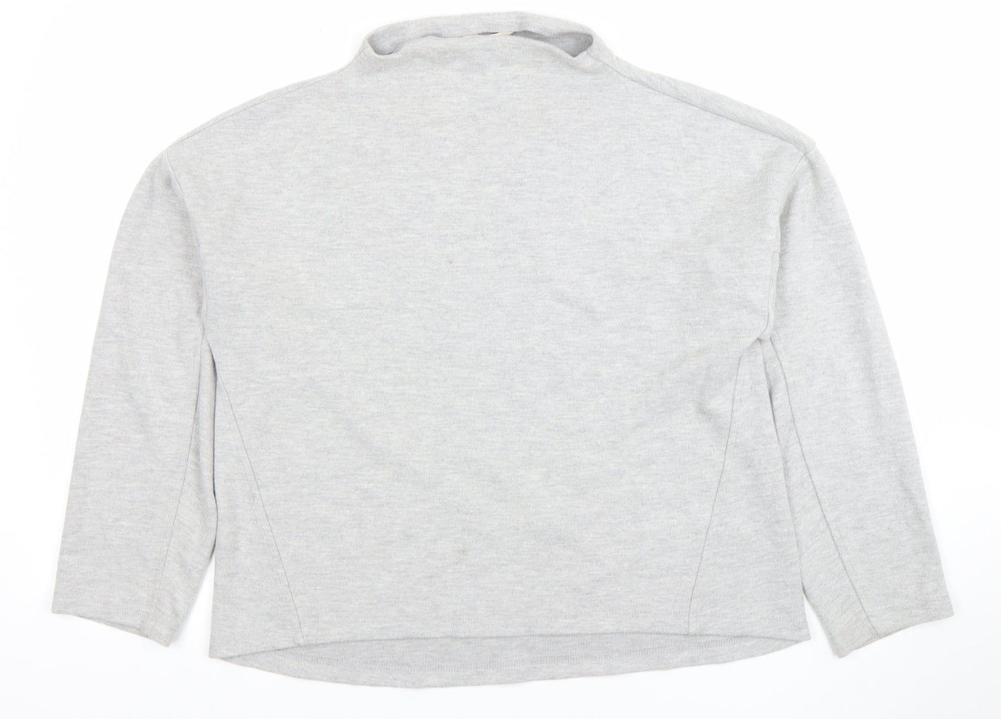 River Island Women Grey Cotton Blend Mock Neck Pullover Sweatshirt UK S