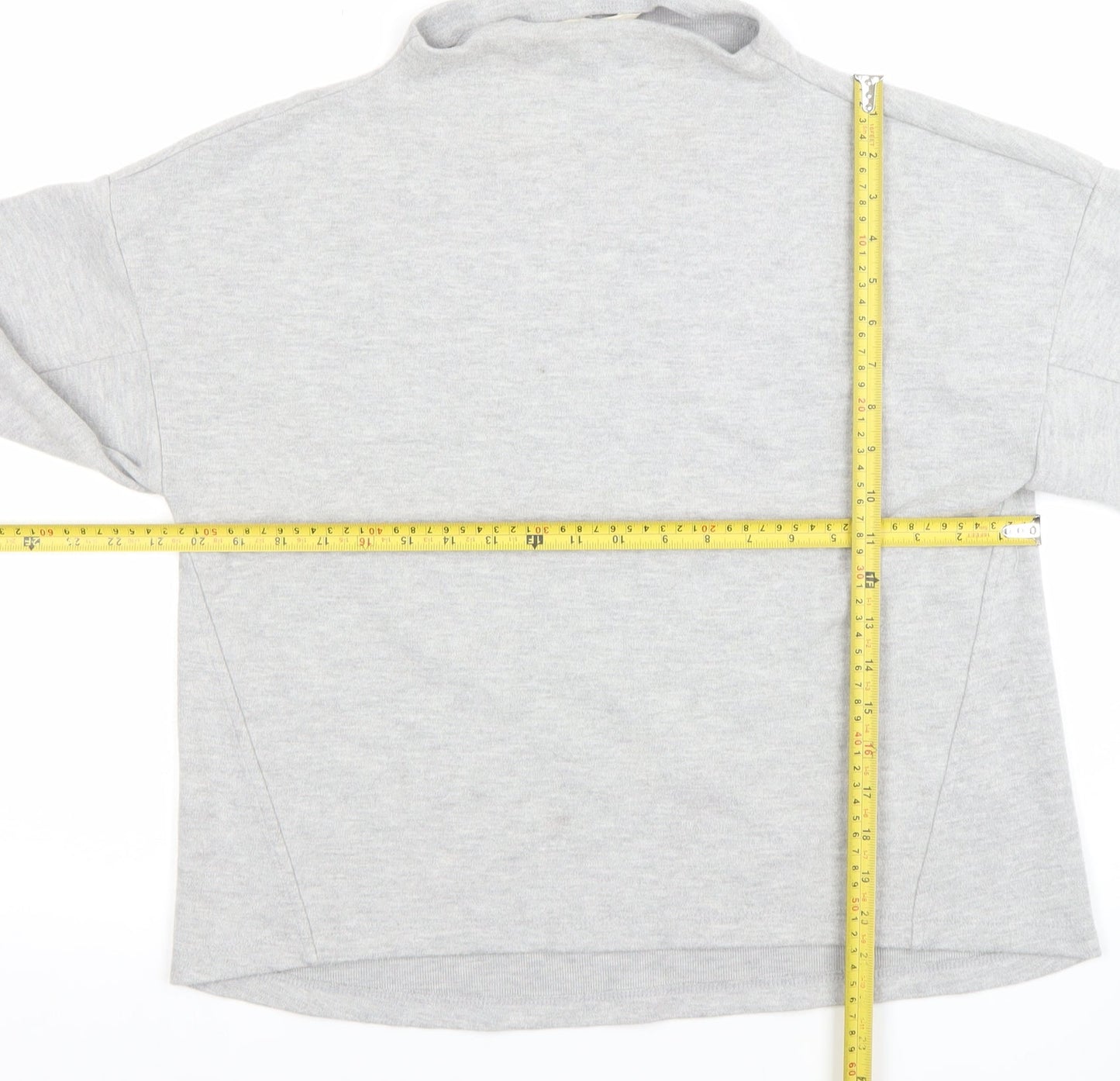 River Island Women Grey Cotton Blend Mock Neck Pullover Sweatshirt UK S