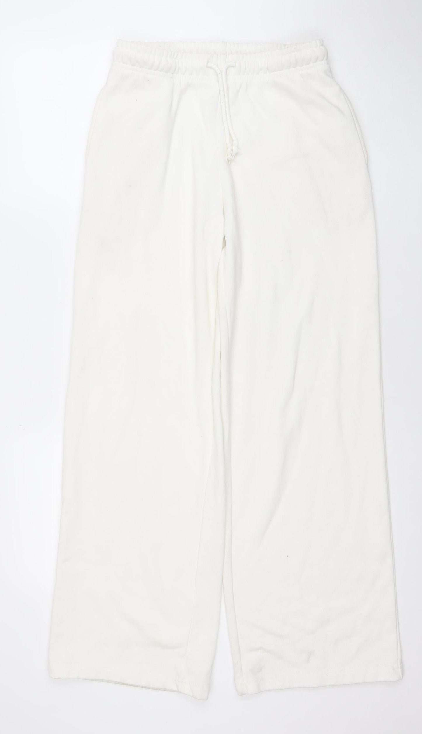 Stradivarius Women’s White XS Straight Sweatpants Elastic Waist