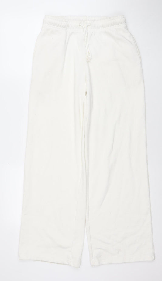 Stradivarius Women’s White XS Straight Sweatpants Elastic Waist