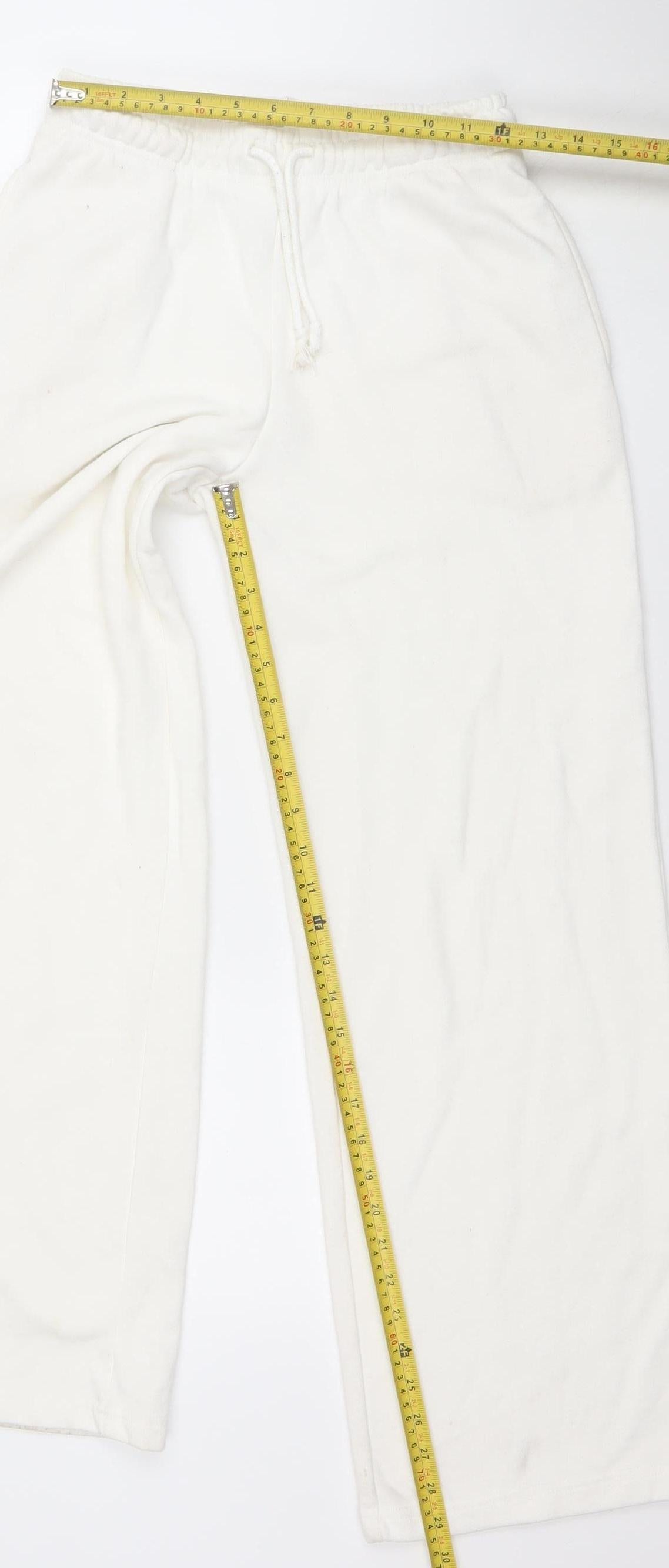 Stradivarius Women’s White XS Straight Sweatpants Elastic Waist