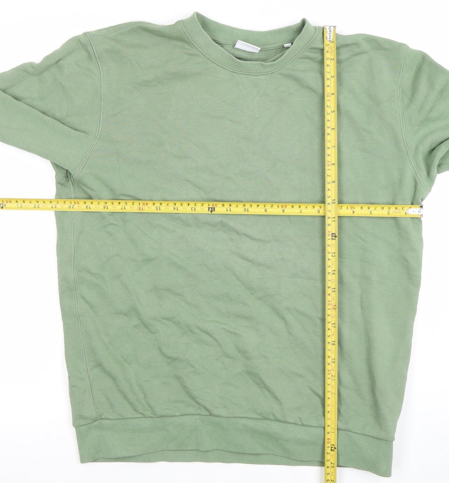 Celio Women Khaki Green Crew Neck Pullover Sweatshirt Size M