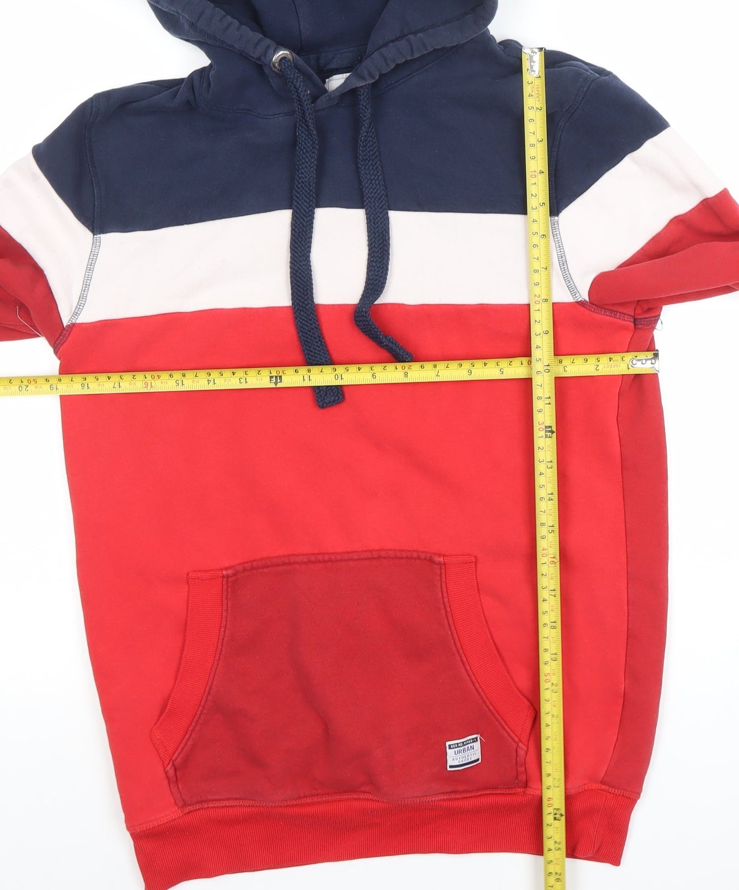 Livergy Men's Red Blue White Pullover Hoodie Size S Cotton Blend