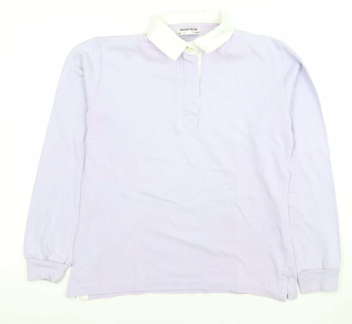 Front Row Womens Lilac Long Sleeve Henley Sweatshirt Medium 100% Cotton