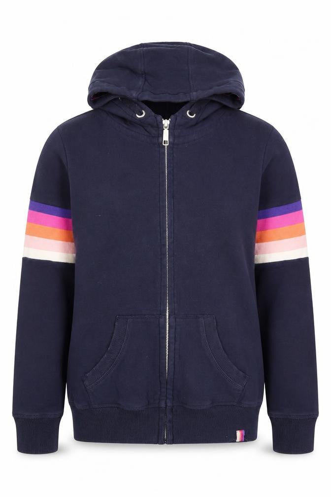 Front view of Next girls’ blue colourblock full zip hoodie 13 years