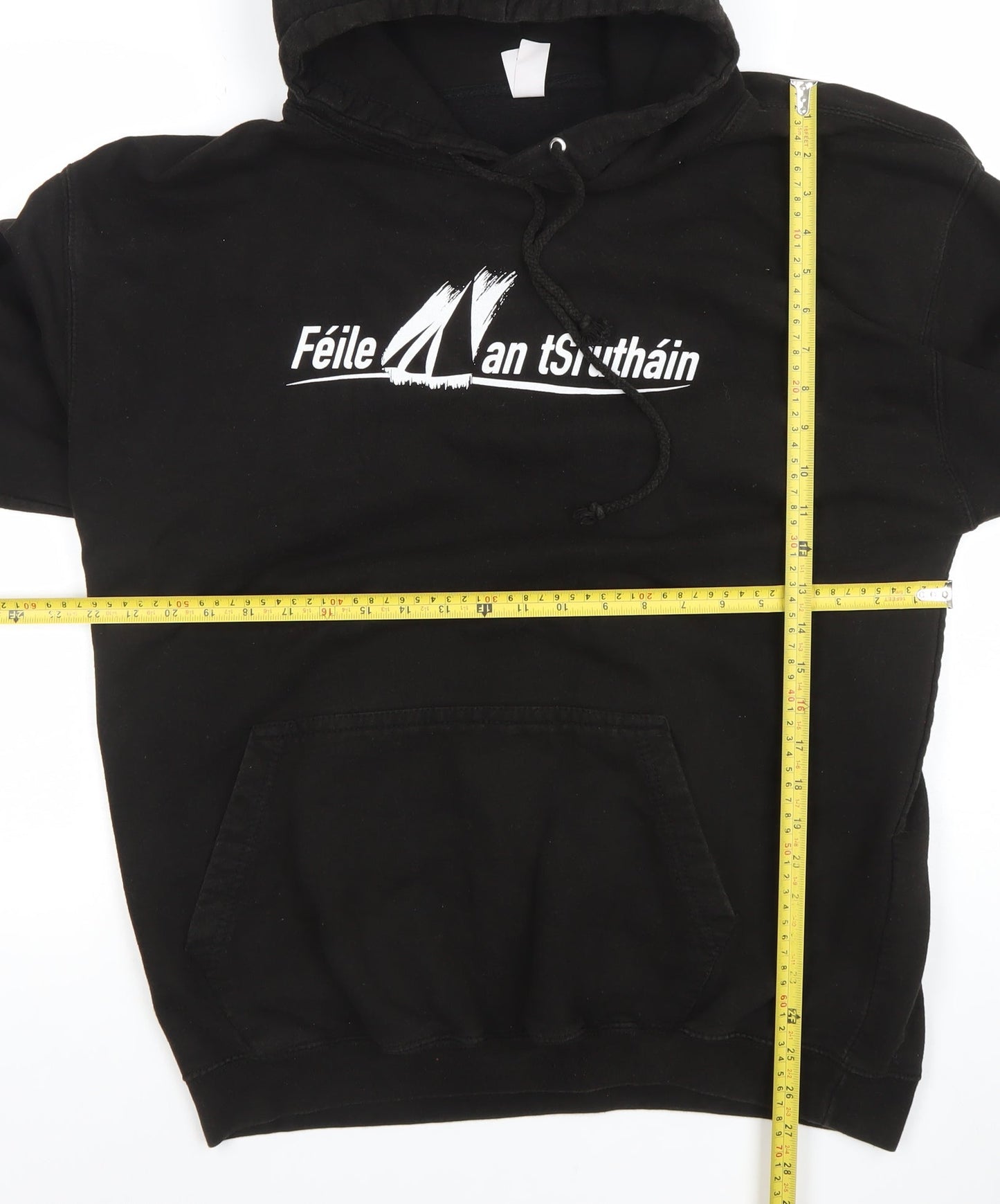 JustHoods AWDis Men's Black XL Pullover Hoodie Graphic Print Féile an tSrutháin