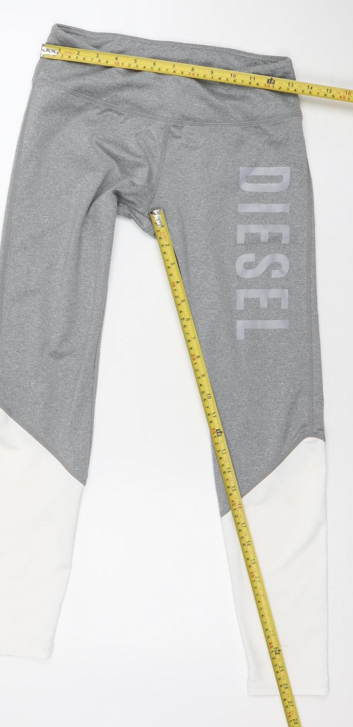 Diesel Womens Grey Activewear Leggings Sports Gym Stretch S