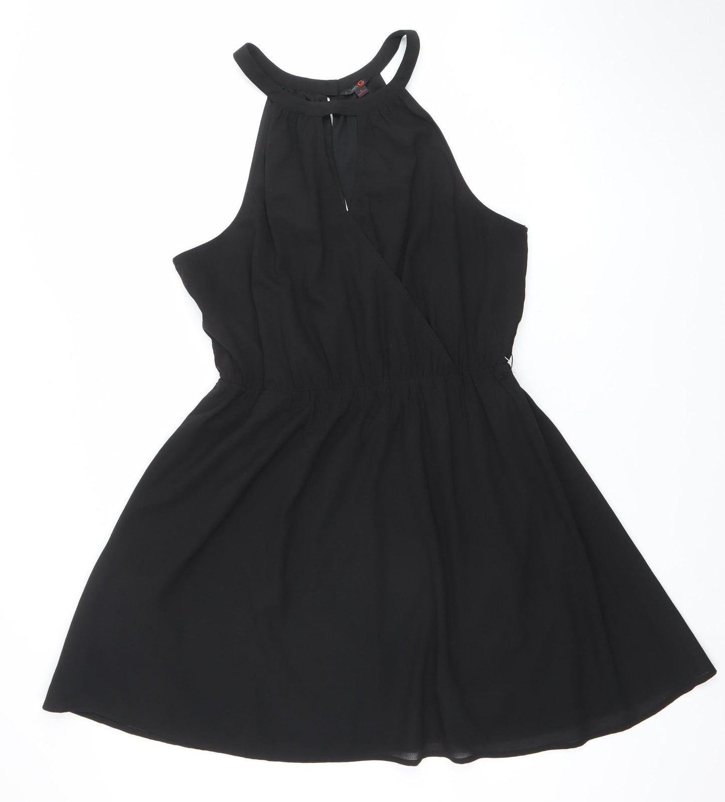 GUESS Women's Black Halter A-Line Chiffon Short Dress Size L