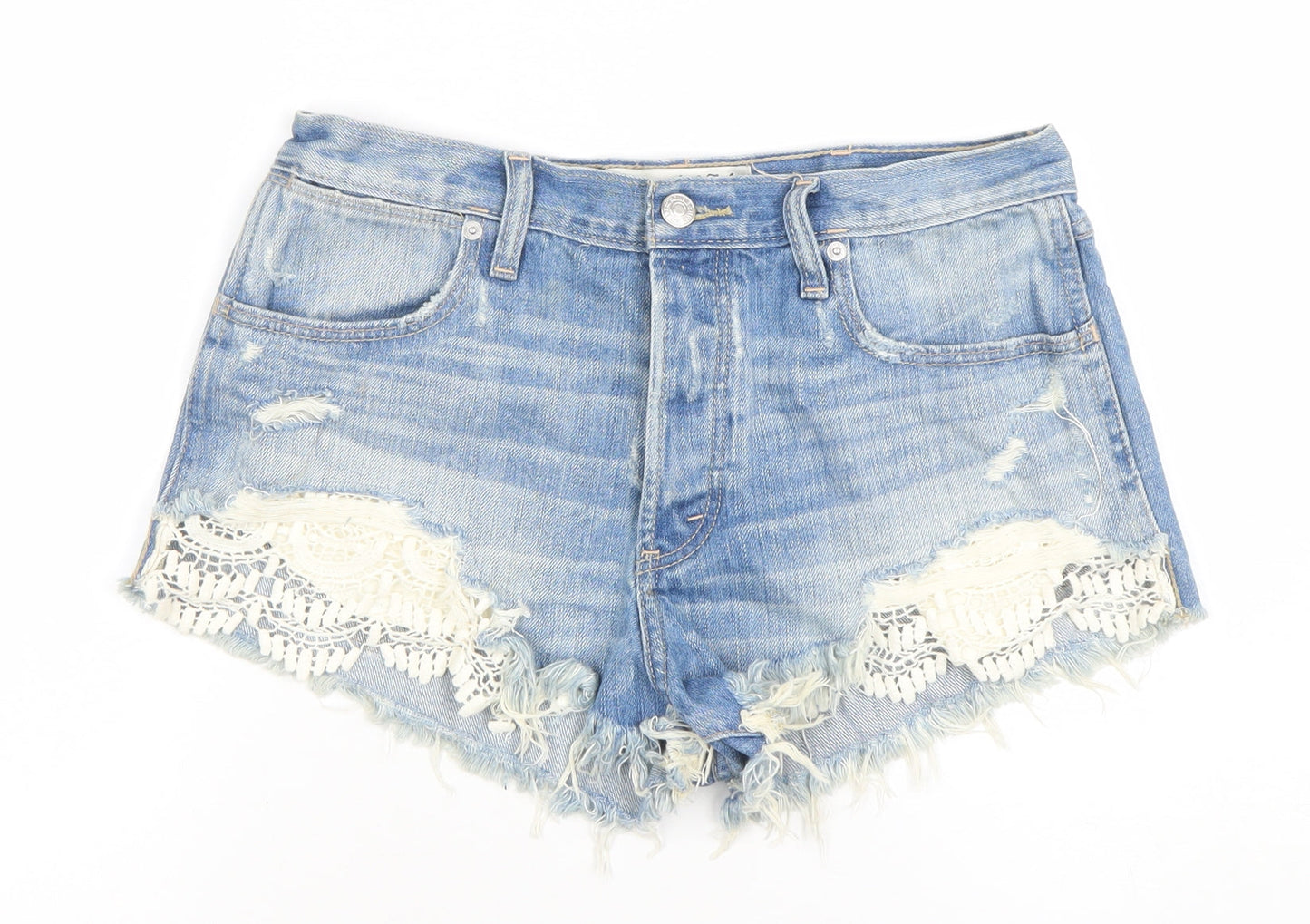 Abercrombie & Fitch Women's Blue High Rise Festival Cut-Off Denim Shorts Size 4
