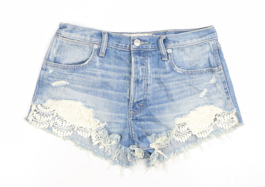 Abercrombie & Fitch Women's Blue High Rise Festival Cut-Off Denim Shorts Size 4