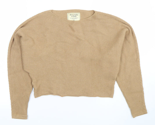 Abercrombie & Fitch Women's Beige Ribbed Pullover Jumper XS