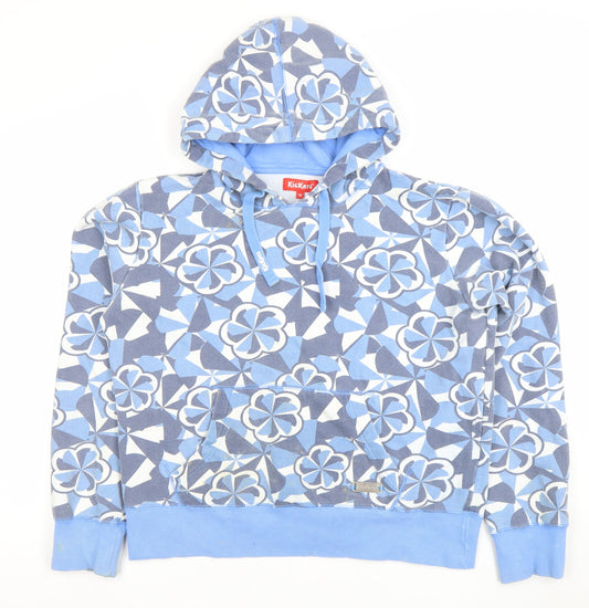 Kickers Womens Blue Floral Pullover Hoodie Size 18 Cotton Blend