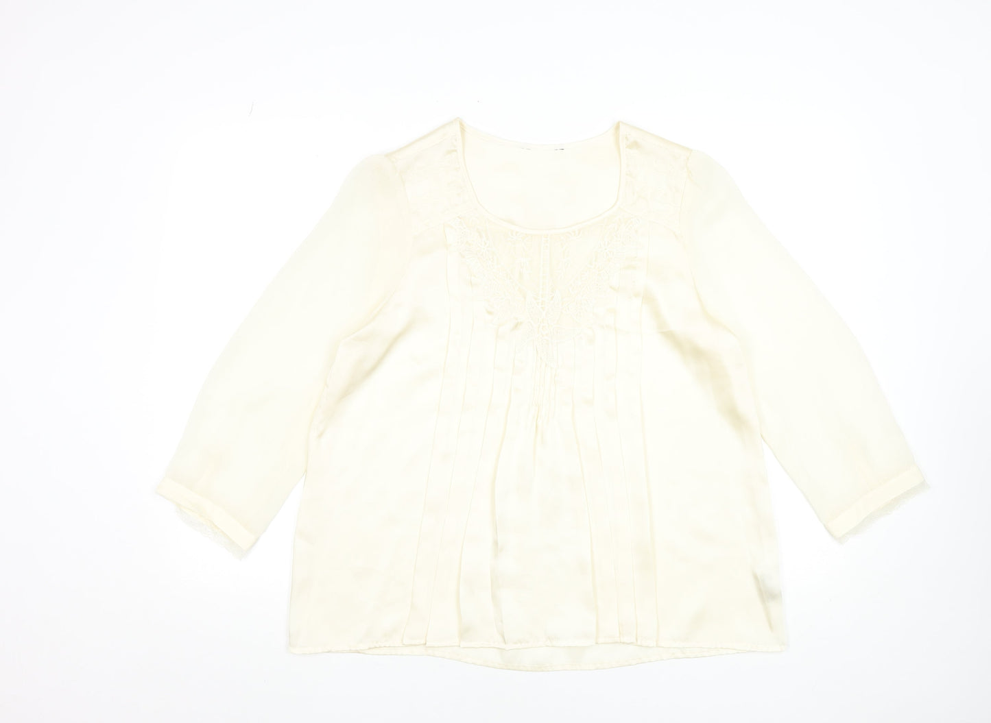 Savida Women's Ivory Embroidered Tunic Blouse Size 16