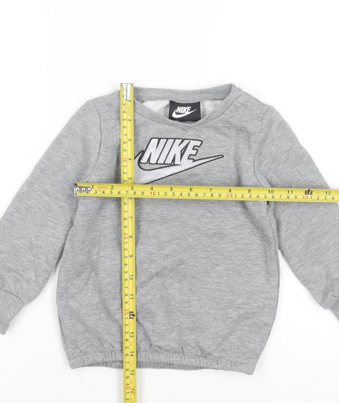 Nike Boys Grey Pullover Sweatshirt 2 Years Logo Crew Neck Fleece