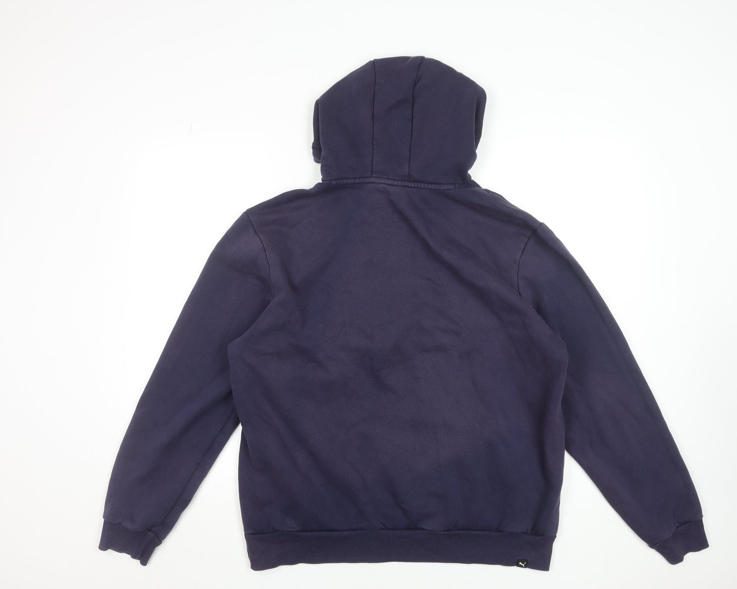 Puma Men's Navy Blue Hoodie Large Pullover Sweatshirt with Logo Print