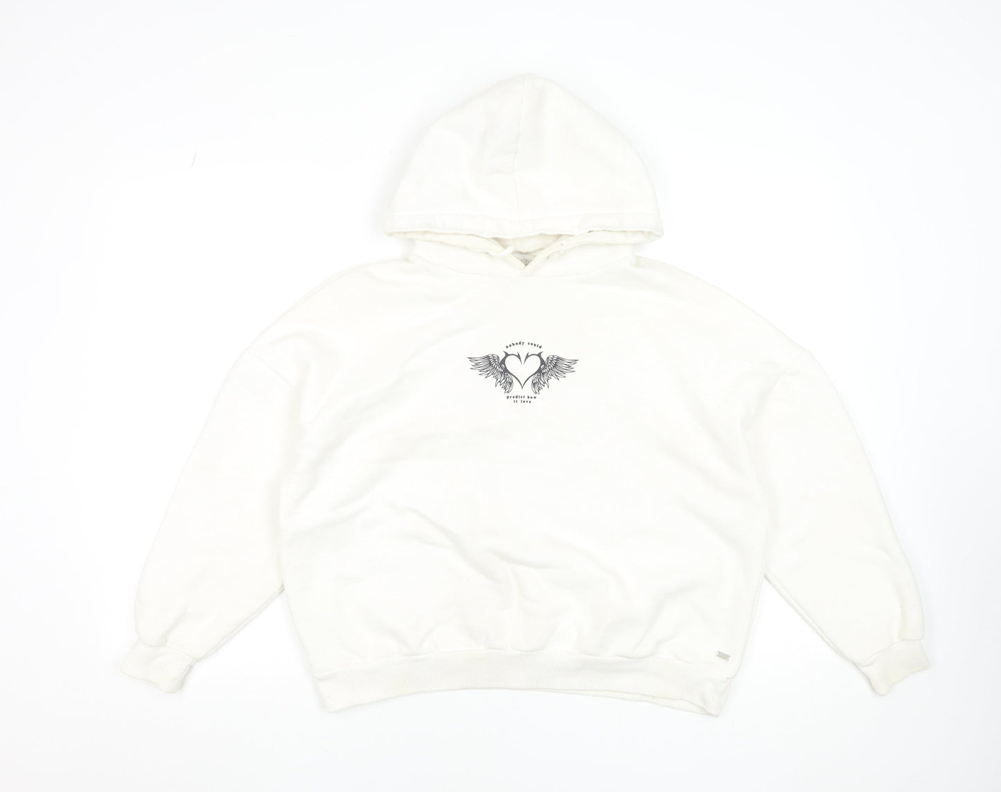 Pull&Bear Teen White Graphic Print Pullover Hoodie XS