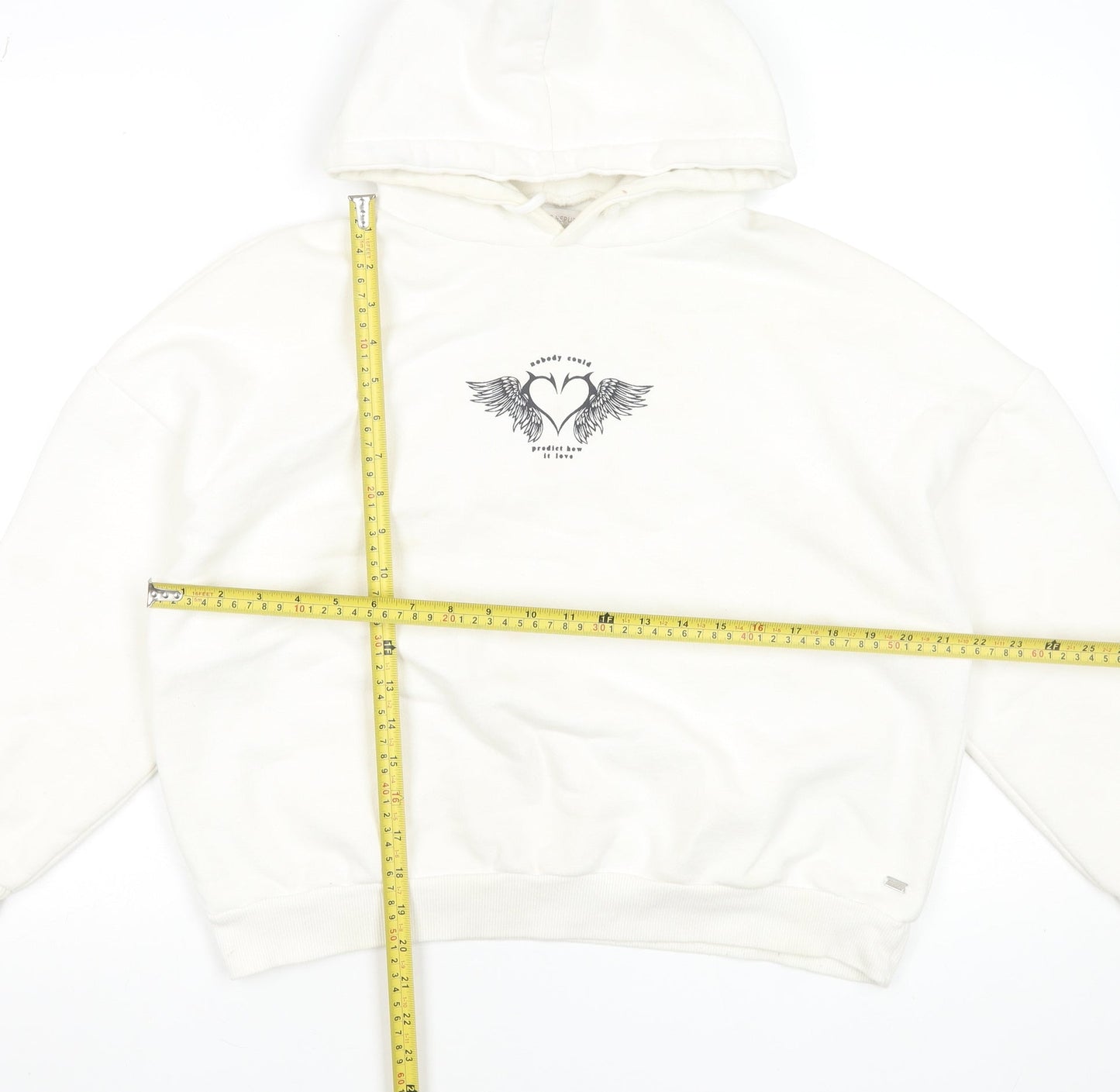 Pull&Bear Teen White Graphic Print Pullover Hoodie XS