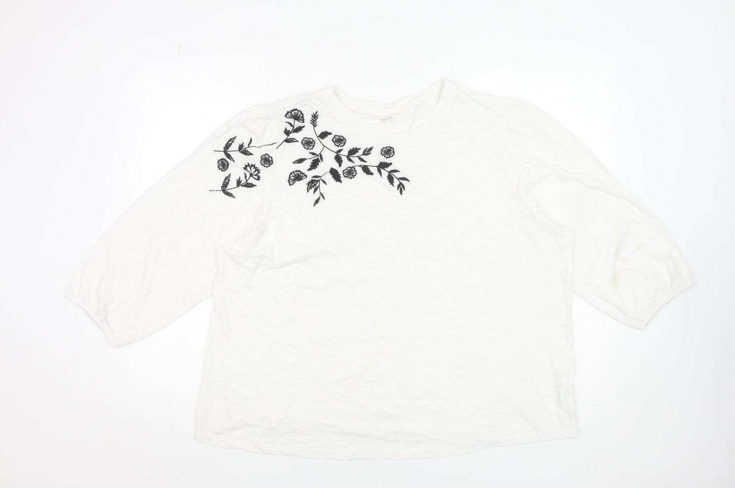 Marks and Spencer Womens White Embroidered Cotton Tunic Blouse Size 20