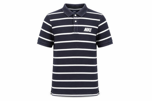 Nike Men's Black Striped Cotton Polo Shirt Size L Regular Fit