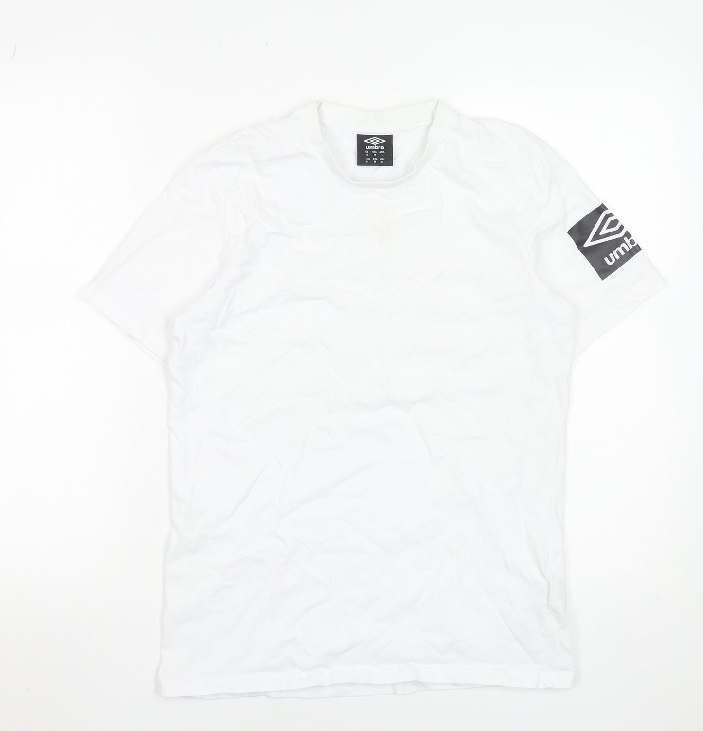 Umbro Men's White Crew Neck Short Sleeve Cotton T-Shirt Size M