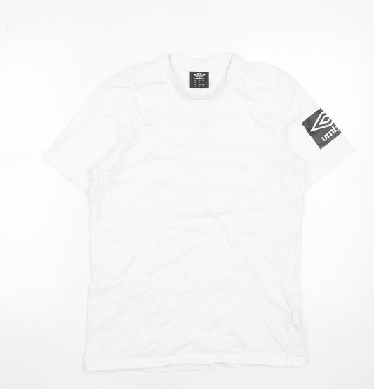Umbro Men's White Crew Neck Short Sleeve Cotton T-Shirt Size M