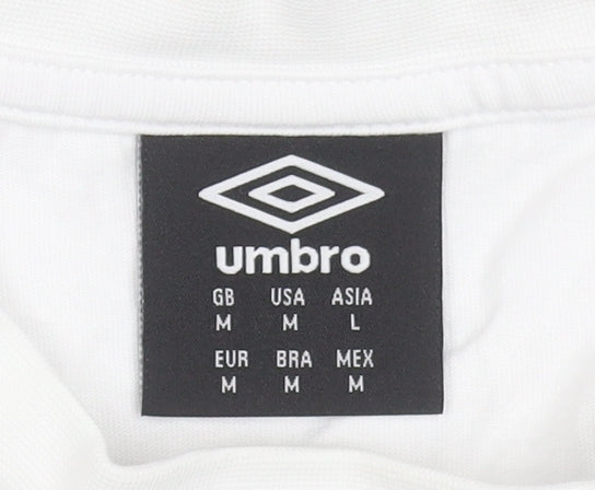 Umbro Men's White Crew Neck Short Sleeve Cotton T-Shirt Size M