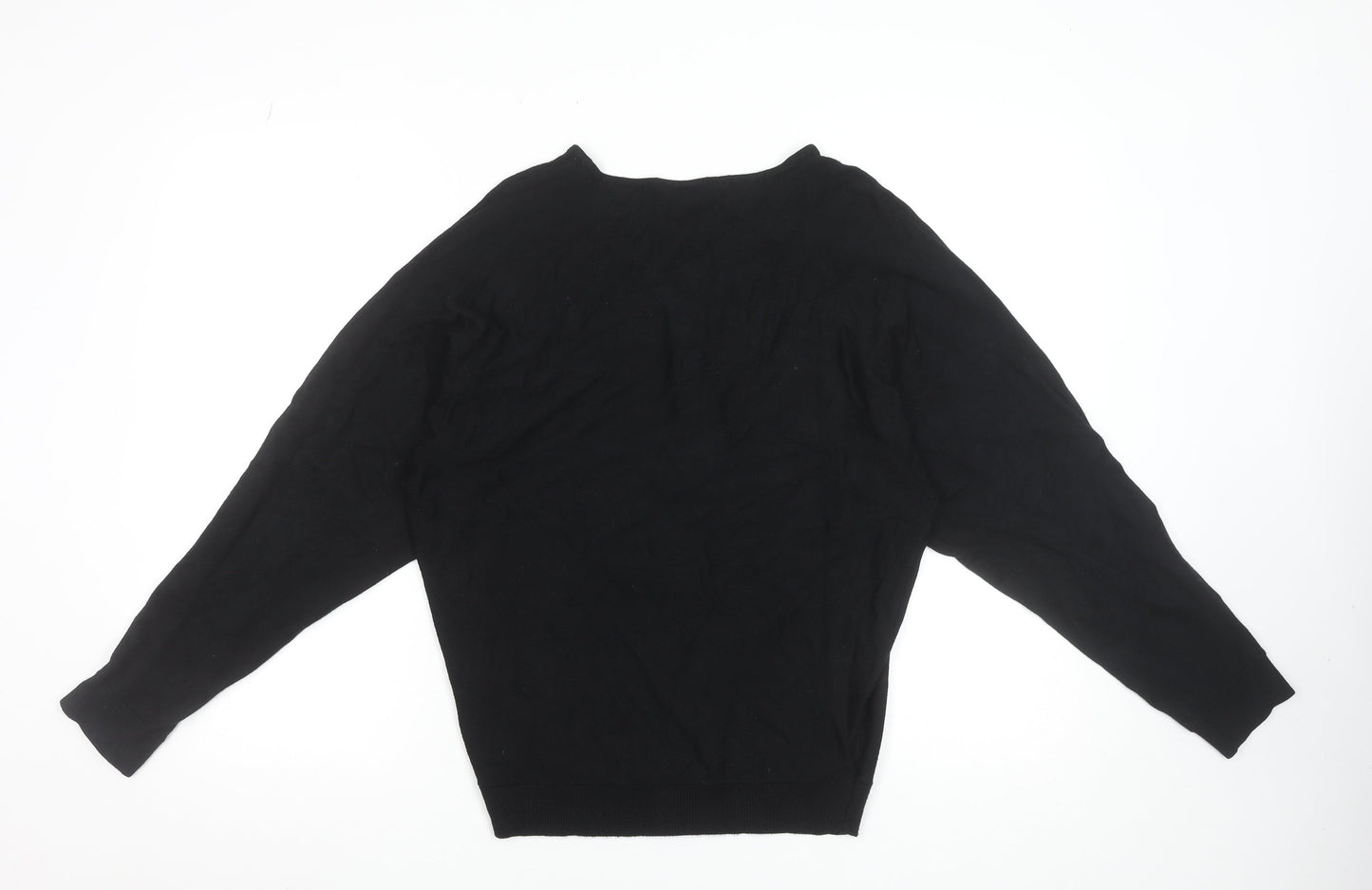 Zabaione Women’s Black V-Neck Half Zip Pullover Jumper Size S