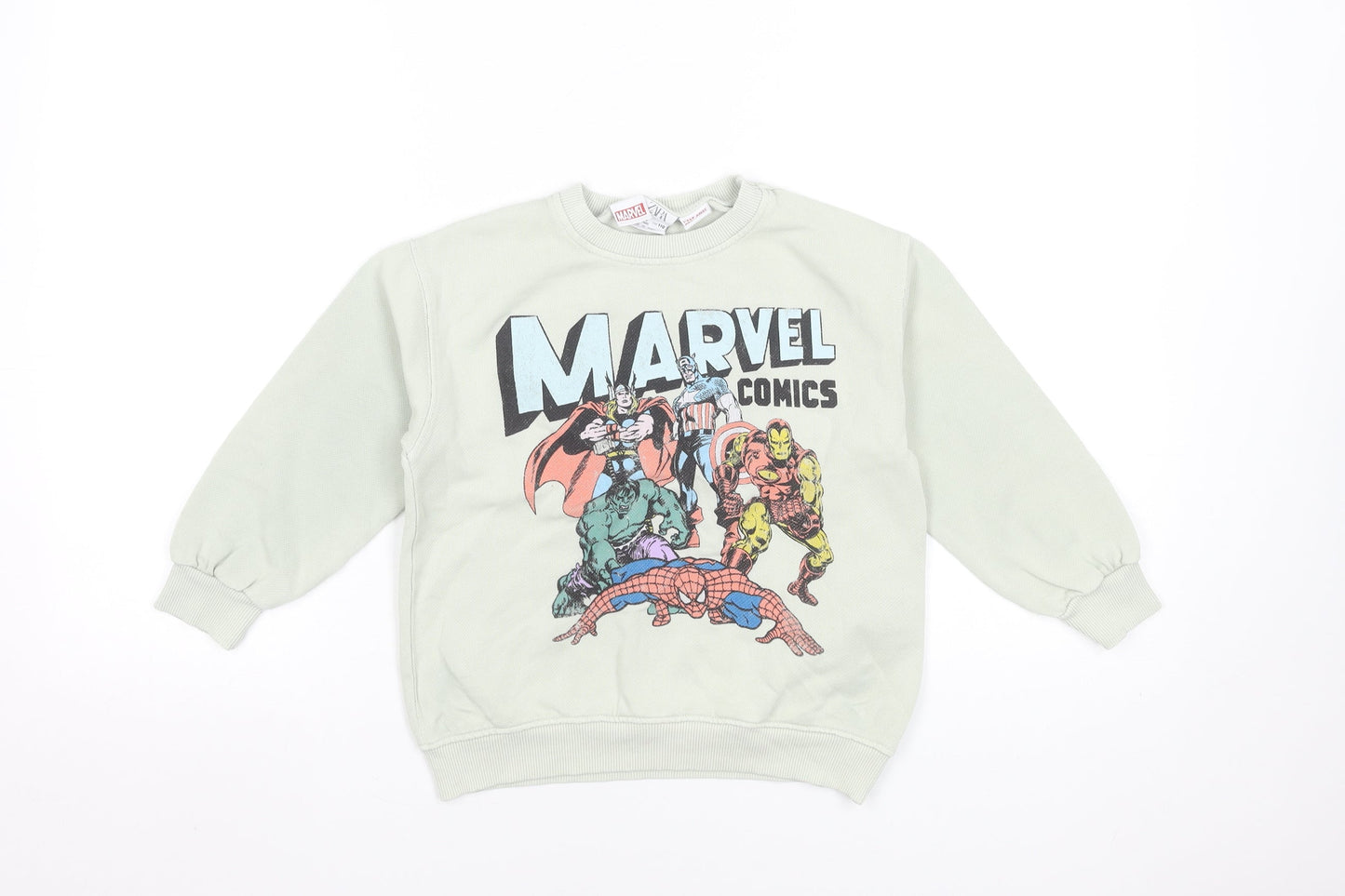 Zara Boys Green Marvel Comics Pullover Sweatshirt 5 Years