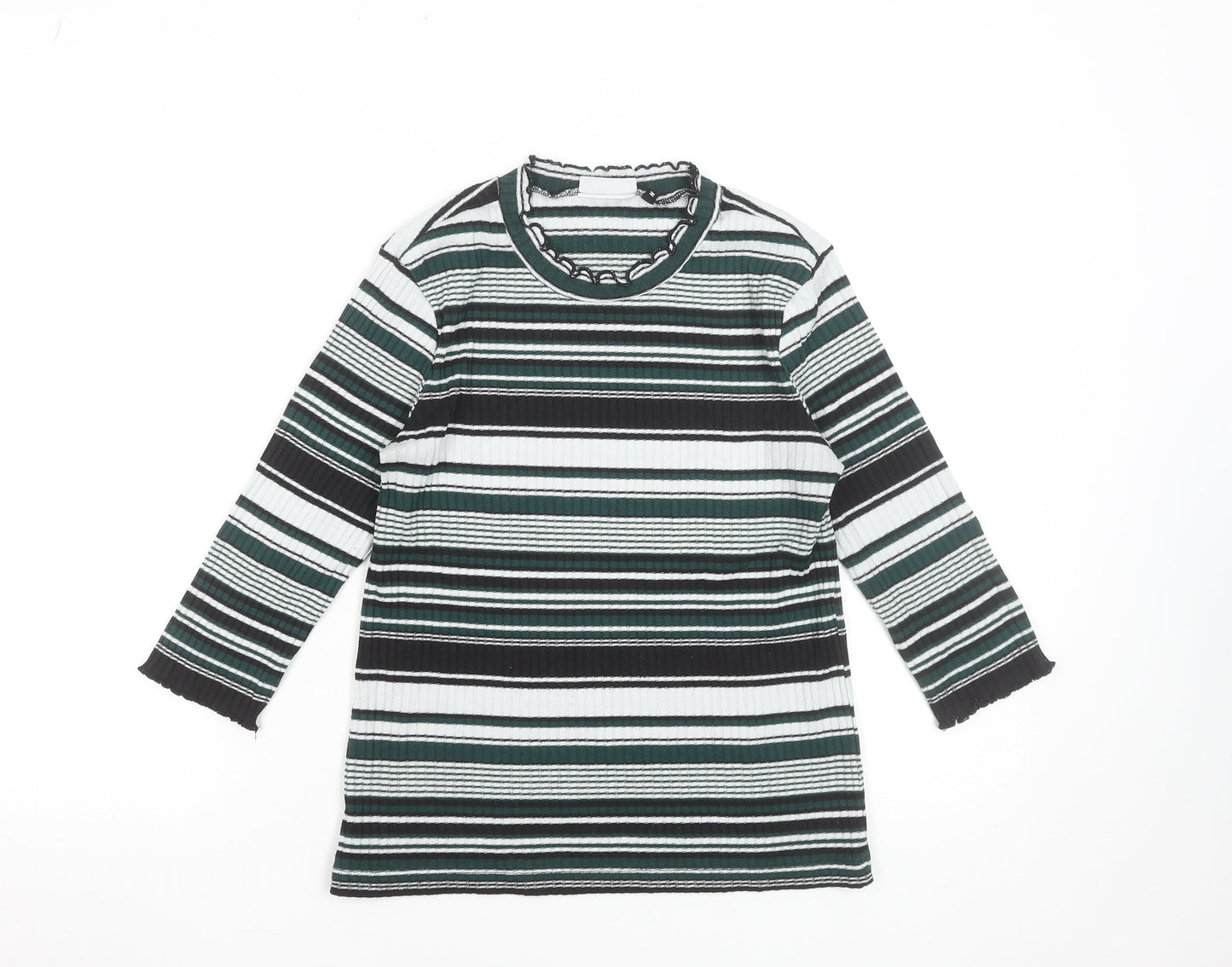 ONLY Women's Multicoloured Striped Knit Jumper M High Neck