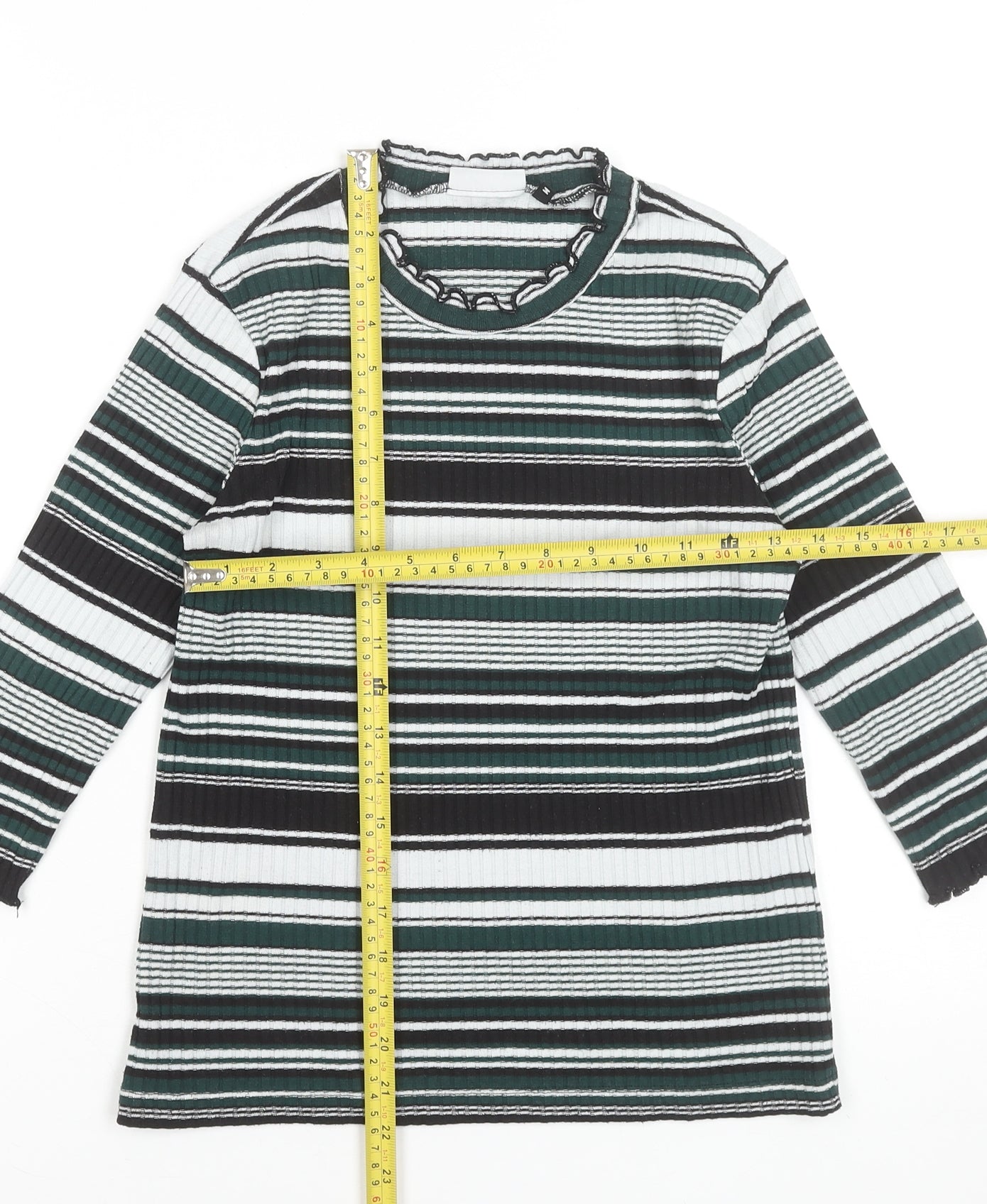 ONLY Women's Multicoloured Striped Knit Jumper M High Neck