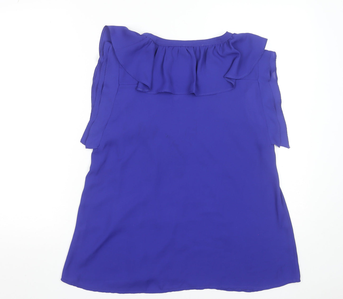 Dunnes Women’s Blue Ruffle V-Neck Sleeveless Tunic Blouse Size 14