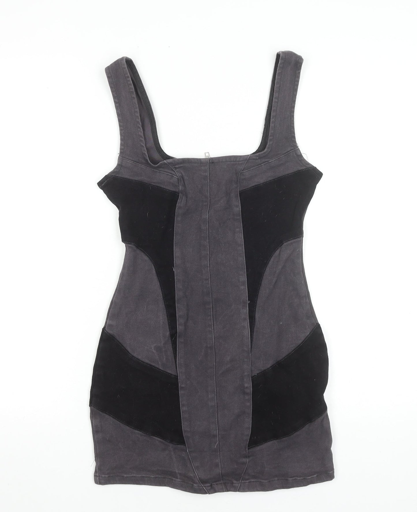 PrettyLittleThing Women’s Grey Bodycon Mini Dress UK 6 Sleeveless Zip Back