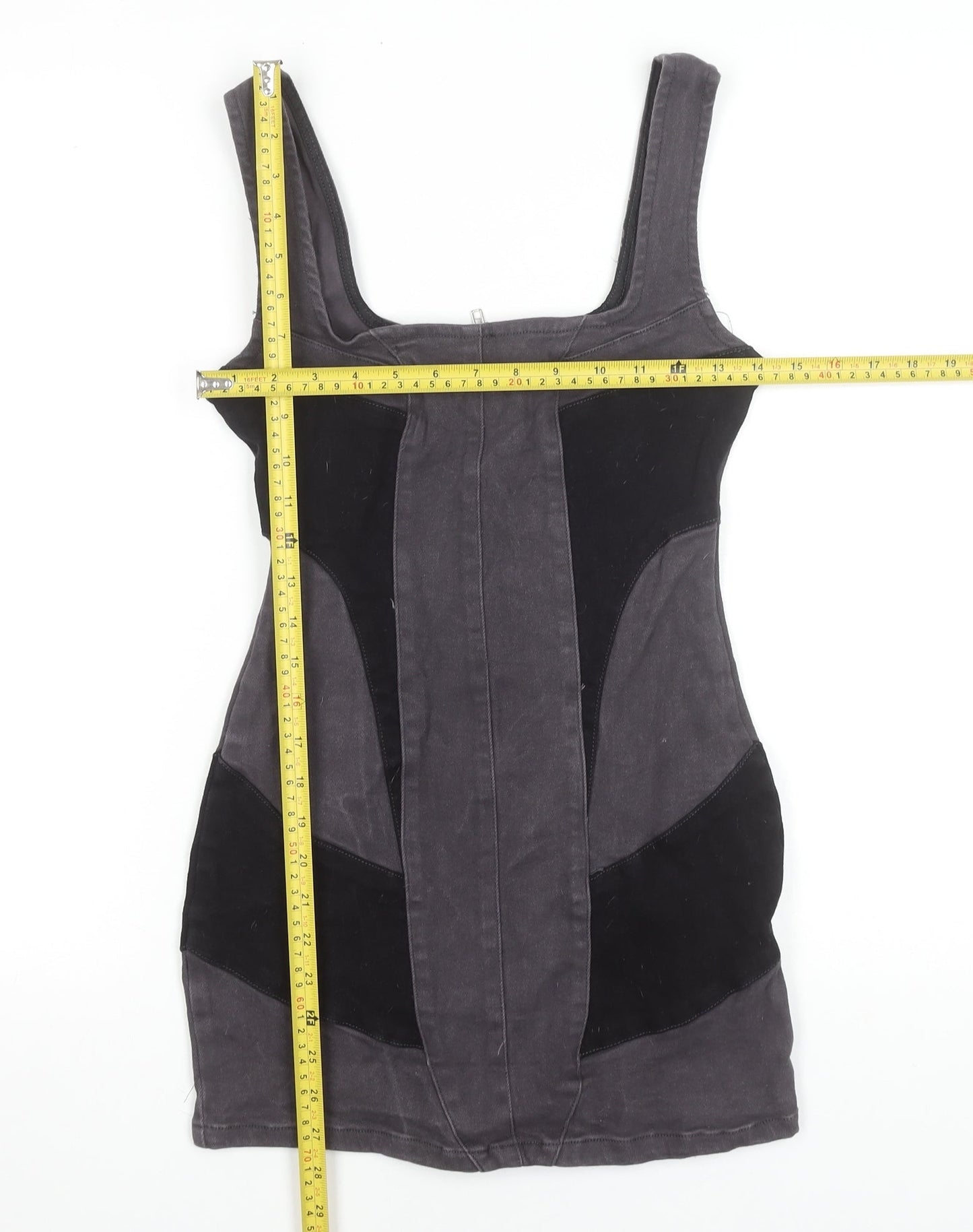 PrettyLittleThing Women’s Grey Bodycon Mini Dress UK 6 Sleeveless Zip Back