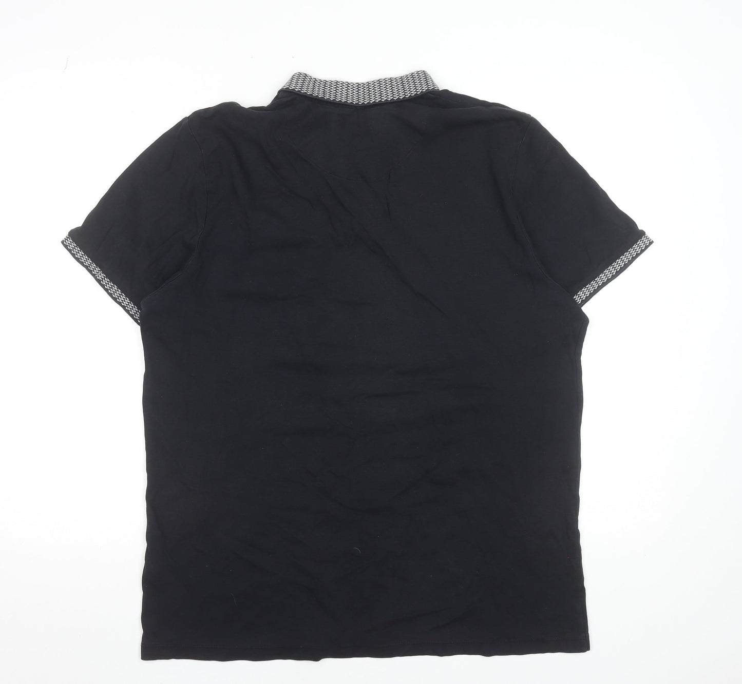 Next Men's Black Short Sleeve Cotton Polo Shirt L 42-44in Classic Fit