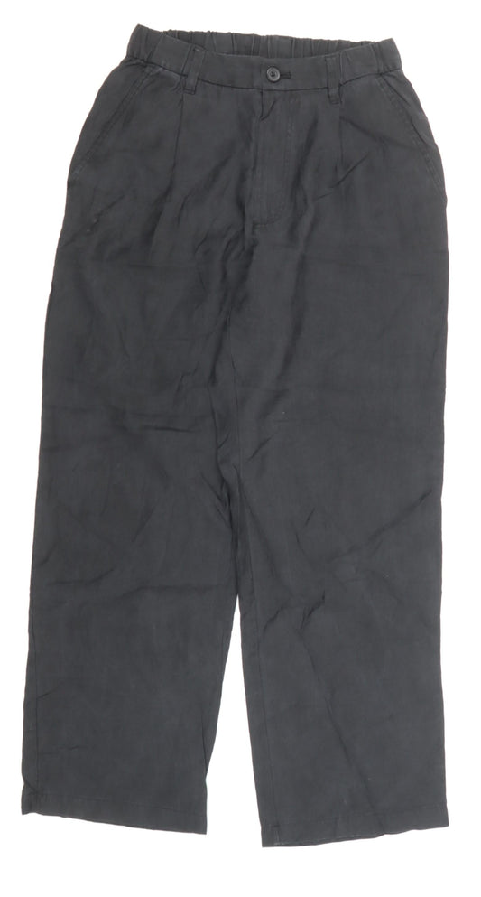 Zara Women Black Size S Cropped Wide-Leg Trousers