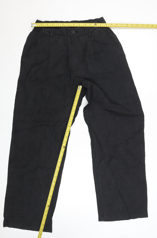 Zara Women Black Size S Cropped Wide-Leg Trousers