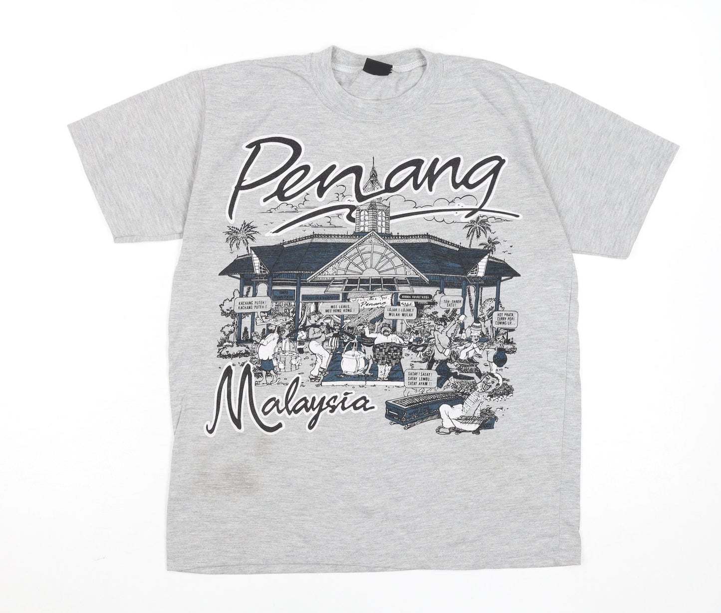 Club Men's Grey Penang Malaysia Graphic T-Shirt Size L