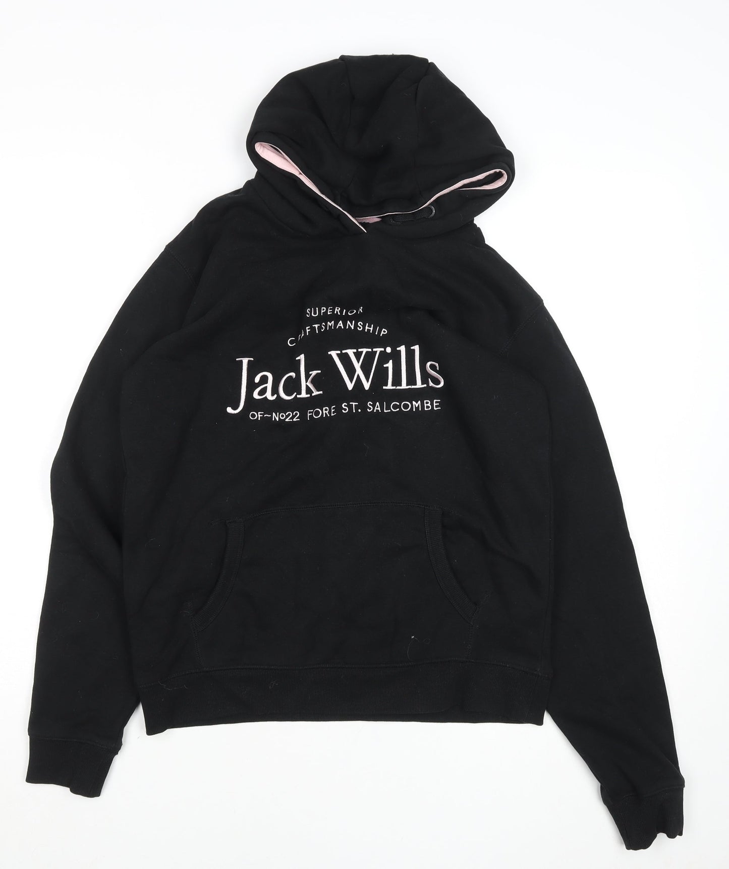 Jack Wills Girls Black Pullover Hoodie 14-15 Years Hooded Logo Fleece