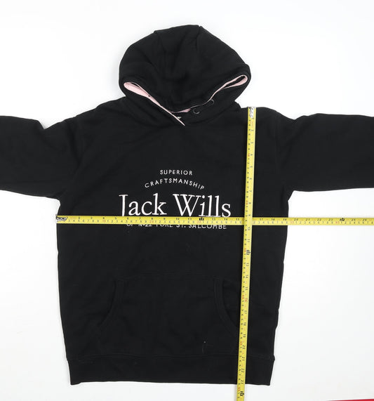 Jack Wills Girls Black Pullover Hoodie 14-15 Years Hooded Logo Fleece