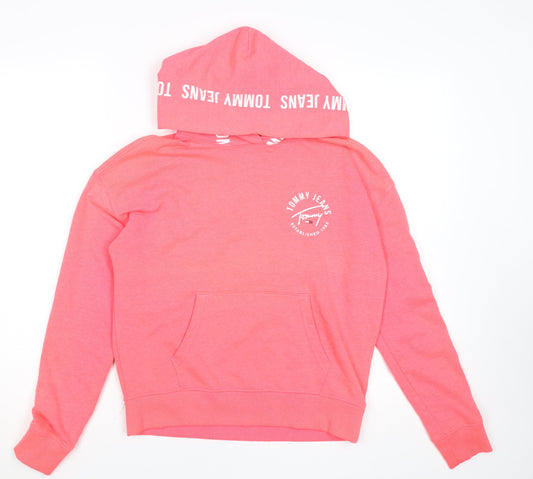 Tommy Jeans Women's Pink XS Pullover Hoodie with Logo Print