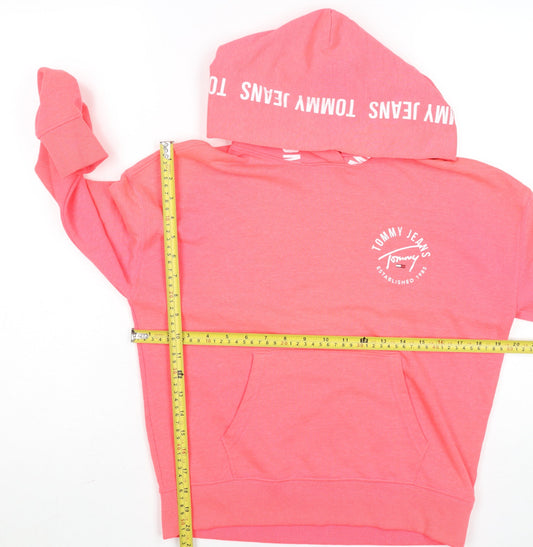 Tommy Jeans Women's Pink XS Pullover Hoodie with Logo Print