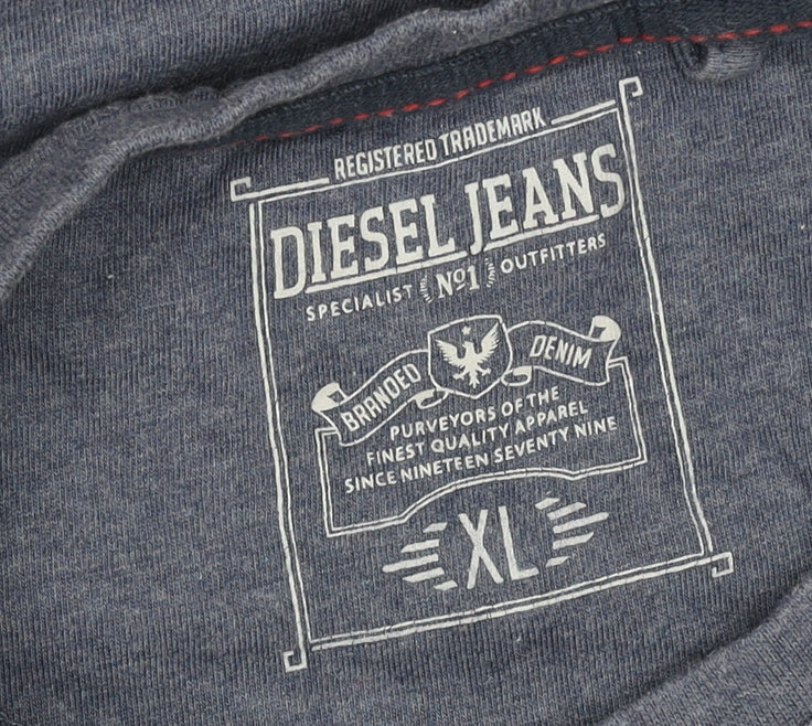 Diesel Men's Blue XL Vintage Varsity Denim Cotton T-Shirt